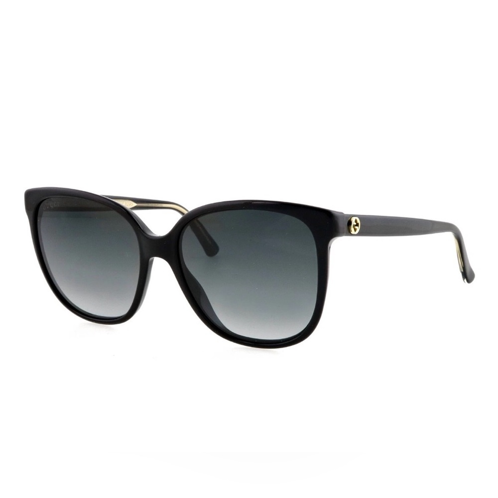 NEW GUCCI Black Gold Oversized Sunglasses Italy - GG3819/S Y6C9O 55mm